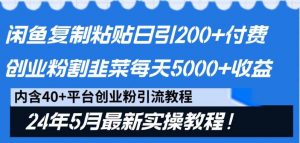 闲鱼复制粘贴日引200+付费创业粉,24年5月最新方法!割韭菜日稳定5000+收益-旺仔资源库