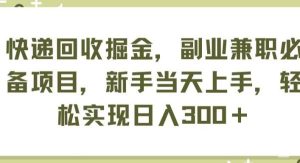 （11747期）快递回收掘金，副业兼职必备项目，新手当天上手，轻松实现日入300＋-旺仔资源库