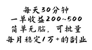 （11764期）每天30分钟，一单收益200~500，简单无脑，可批量放大，每月稳定1万+的…-旺仔资源库