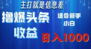 （11854期）撸爆今日头条操作简单日入1000＋-旺仔资源库