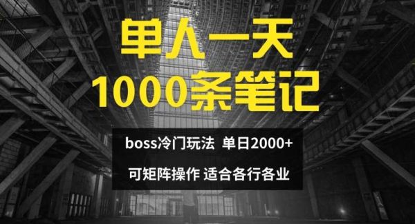 单人一天1000条笔记,日入2000+,BOSS直聘的正确玩法【揭秘】-旺仔资源库