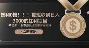 （11946期）暴利0撸！！！提现秒到日入3000的红利项目-旺仔资源库