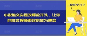 小说推文实操改爆款开头，让你的推文视频更容易成为爆款-旺仔资源库