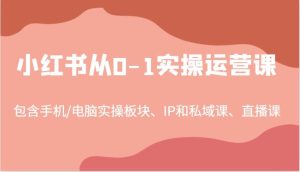 小红书从0-1实操运营课，包含手机/电脑实操板块、IP和私域课、直播课（97节）-旺仔资源库