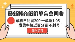 (13092期)最新抖音低价单盲盒回收 一单1.05 单机日利润200 纯绿色不封号-旺仔资源库