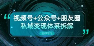 视频号+公众号+朋友圈私域变现体系拆解,全体平台流量枯竭下的应对策略-旺仔资源库