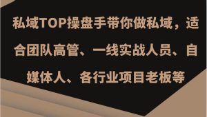 私域TOP操盘手带你做私域,适合团队高管、一线实战人员、自媒体人、各行业项目老板等-旺仔资源库