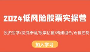 2024低风险股票实操营：投资哲学/投资原理/股票估值/构建组合/仓位控制-旺仔资源库