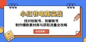 小红书电商实战：找对标账号、拆解账号、制作爆款素材库与获取流量全攻略-旺仔资源库