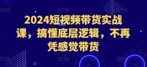 2024短视频带货实战课，搞懂底层逻辑，不再凭感觉带货-旺仔资源库