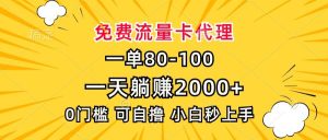 （13551期）一单80，免费流量卡代理，一天躺赚2000+，0门槛，小白也能轻松上手-旺仔资源库