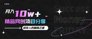 月入十万+的网创项目分享，成年人的最快翻身之道-旺仔资源库