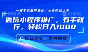 （13709期）微信小程序推广，有手就行，轻松日入1000+-旺仔资源库