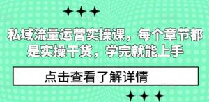 私域流量运营实操课，每个章节都是实操干货，学完就能上手-旺仔资源库