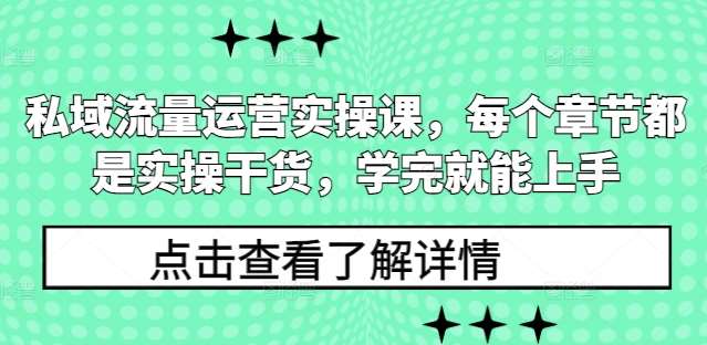 私域流量运营实操课，每个章节都是实操干货，学完就能上手-旺仔资源库
