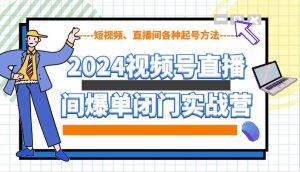 2024视频号直播间爆单闭门实战营，教你如何做视频号，短视频、直播间各种起号方法-旺仔资源库