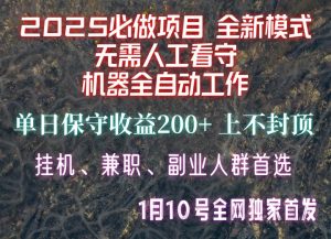 【2025必做项目】全网独家首发,全新模式机器全自动工作,无需人工看守,单日保守200+-旺仔资源库