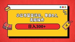 （14044期）小红书评论单条0.5元，日入300＋，无上限，详细操作流程-旺仔资源库