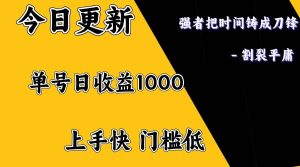 上手一天1000打底，正规项目，懒人勿扰-旺仔资源库