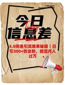 5.0闲鱼引流爆单秘籍，日引300+创业粉，稳定月入过W-旺仔资源库