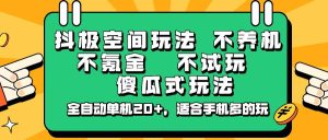 抖极空间玩法,不养机,不氪金,不试玩,傻瓜式玩法,全自动单机20+,适合手机多的玩-旺仔资源库