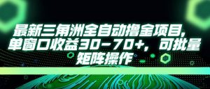 （14191期）最新三角洲全自动撸金项目，单窗口收益30-70+，可批量矩阵操作-旺仔资源库