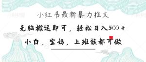 （14251期）小红书暴力推文，小白宝妈均可做，日入300＋-旺仔资源库