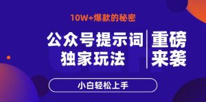（14364期）公众号提示词玩法，10W+爆文最简单快速的方法，小白轻松上手-旺仔资源库