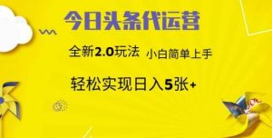 今日头条矩阵系统代运营 批量生成文章  次日见收益 躺赚月入3000+-旺仔资源库