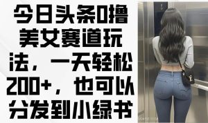 （14393期）今日头条0撸美女赛道玩法，一天轻松200+，也可以分发到小绿书-旺仔资源库