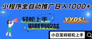 （14409期）2025年最新风口，小程序自动推广，，稳定日入1000+，小白轻松上手-旺仔资源库