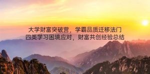 大学财富突破营，学霸品质迁移法门，四类学习困境应对，财富共创经验总结-旺仔资源库