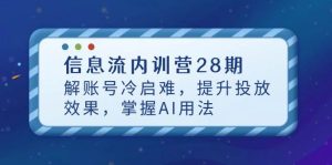 (14535期)信息流内训营28期,解账号冷启难,提升投放效果,掌握AI用法-旺仔资源库