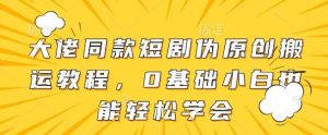 大佬同款短剧伪原创搬运方法,0基础小白也能轻松学会-旺仔资源库