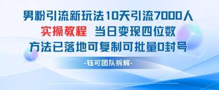男粉引流新玩法10天引流7000人当日变现四位数可复制可批量0封号-旺仔资源库
