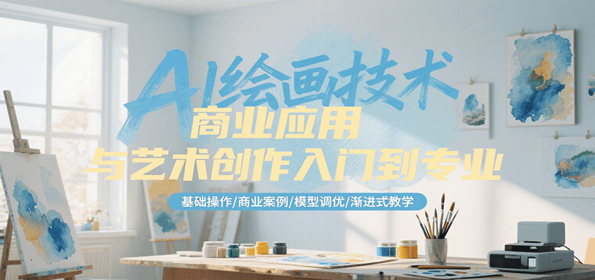 AI绘画技术商业应用与艺术创作入门到专业，基础操作/商业案例/模型调优/渐进式教学-旺仔资源库