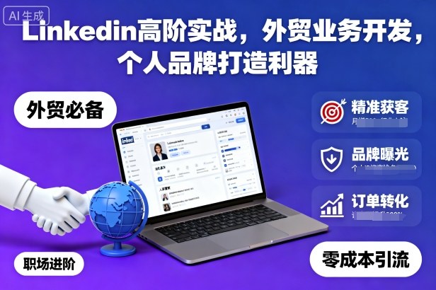 Linkedin高阶实战，外贸业务开发，个人品牌打造利器-旺仔资源库
