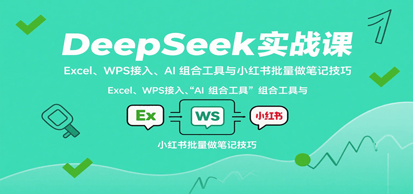 DeepSeek实战课：Excel、WPS接入、AI 组合工具与小红书批量做笔记技巧-旺仔资源库