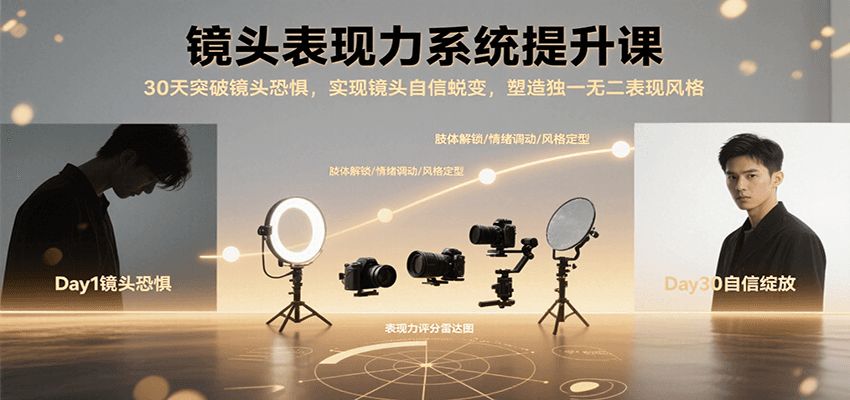 镜头表现力系统提升课，30天突破镜头恐惧实现自信蜕变，塑造独一无二表现风格-旺仔资源库