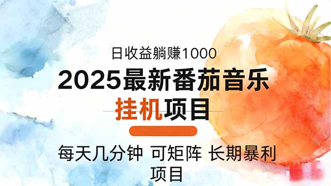 2025年最新番茄音乐人挂机项目，每天几分钟，月入1000＋，可矩阵，一台...-旺仔资源库