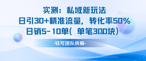实测私域新玩法日引30加精准流量转化率50%日销5-10单每笔3张-旺仔资源库