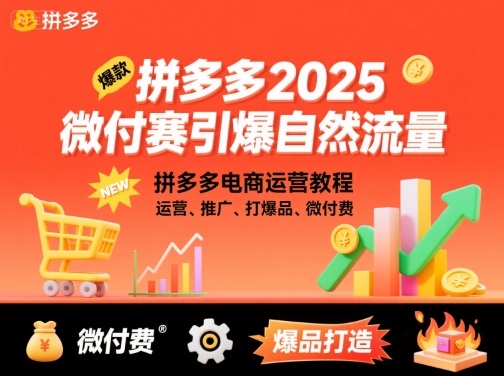 拼多多2025微付赛引爆自然流量，拼多多电商运营教程，运营、推广、打爆品、微付费-旺仔资源库