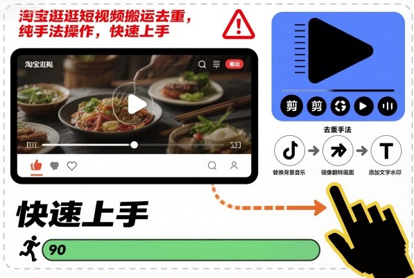 淘宝逛逛短视频搬运去重,纯手法操作,快速上手-旺仔资源库