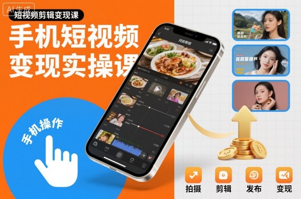 手机短视频变现实操课，短视频剪辑变现课-旺仔资源库