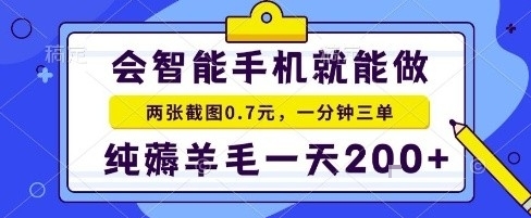 手机项目，二十秒一单，纯薅羊毛一天2张+做就有【揭秘】-旺仔资源库