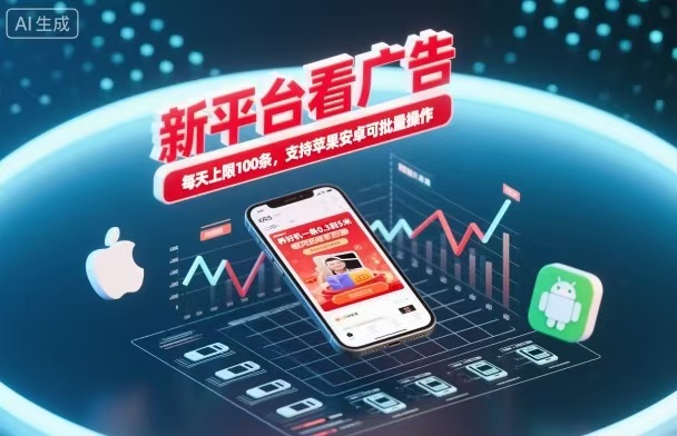 新台看广告，养好机一条5毛到5块，单机日入30到100，支持苹果安卓，可批量操作。-旺仔资源库