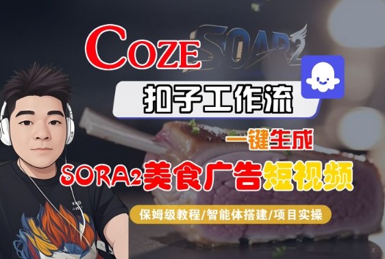 Coze扣子智能体工作流一键生成“SORA2美食广告“短视频，全流程保姆级教学-旺仔资源库