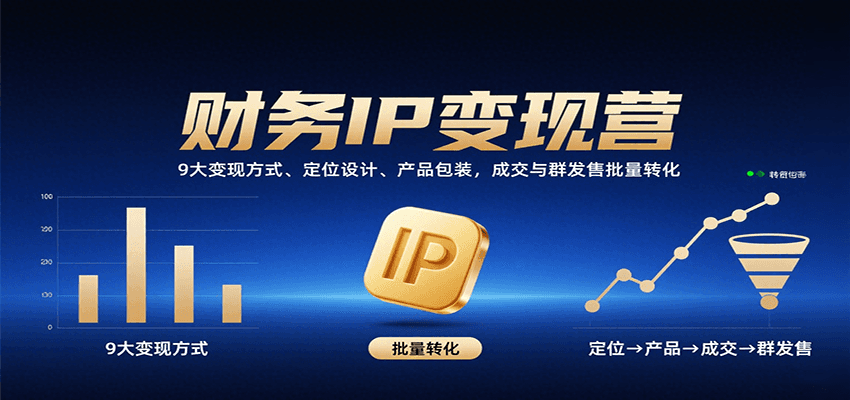 财务IP变现营：9大变现方式、定位设计、产品包装，成交与群发售批量转化-旺仔资源库