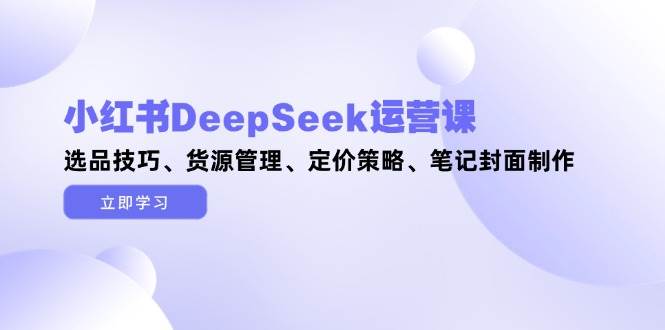 小红书DeepSeek运营课，选品技巧、货源管理、定价策略、笔记封面制作-旺仔资源库
