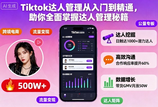 Tiktok达人管理从入门到精通，助你全面掌握达人管理秘籍-旺仔资源库